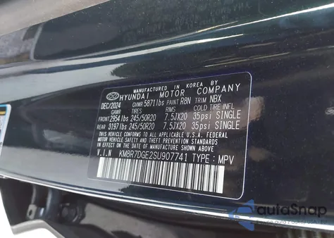 2025 Hyundai Palisade Calligraphy from USA, damaged, VIN KM8R7DGE2SU907741